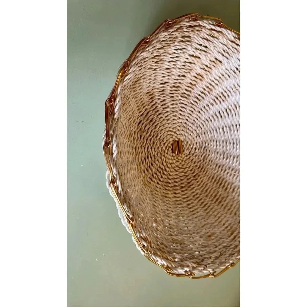 Traditional‎ African Woven Basket Natural 10”x3.5” Decor Handmade